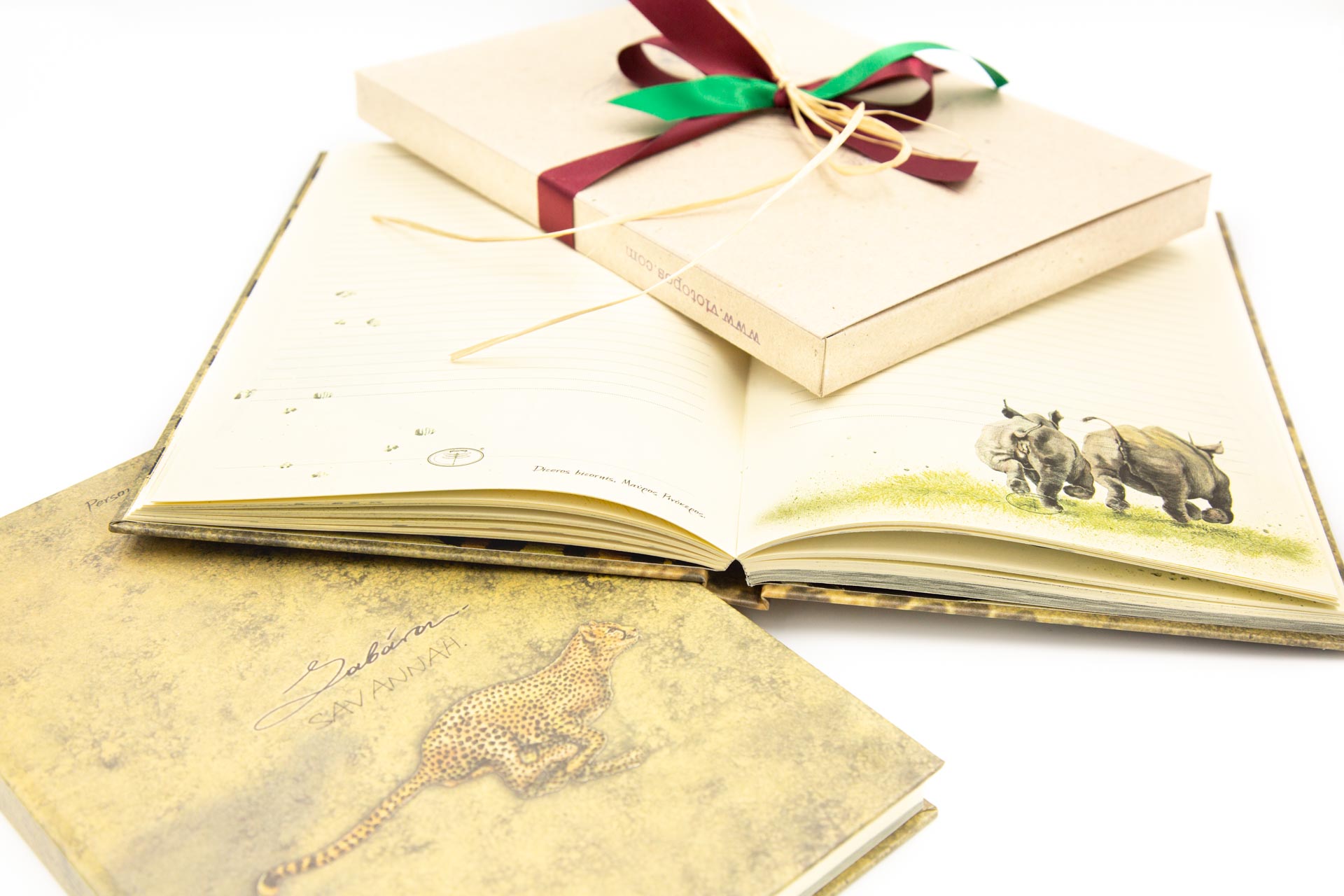 Personal notebook "Savannah" - Front, Spread and Package