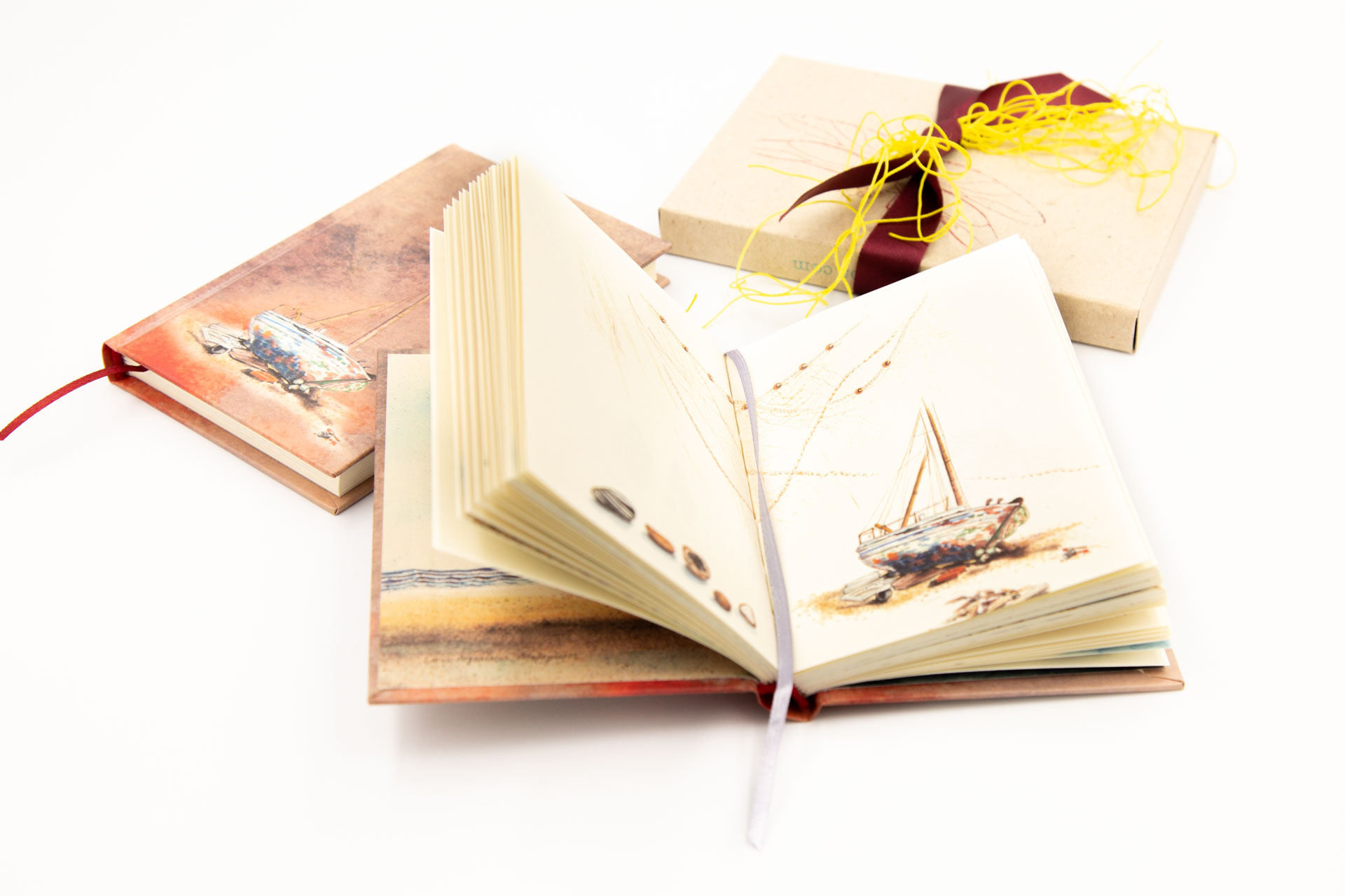 Small notebook "from the Seaside" - Spread, Front and Package